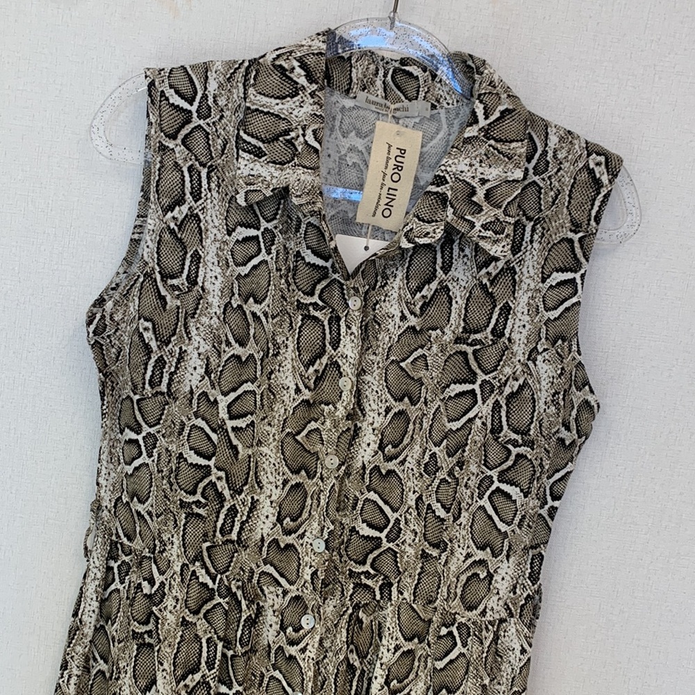 Laura Bianchi 100% Linen Python Print Dress • Sz … - image 3